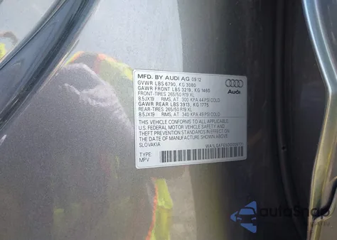 2013 Audi Q7 3.0T Premium z USA, uszkodzony, nr VIN WA1LGAFE5DD005771